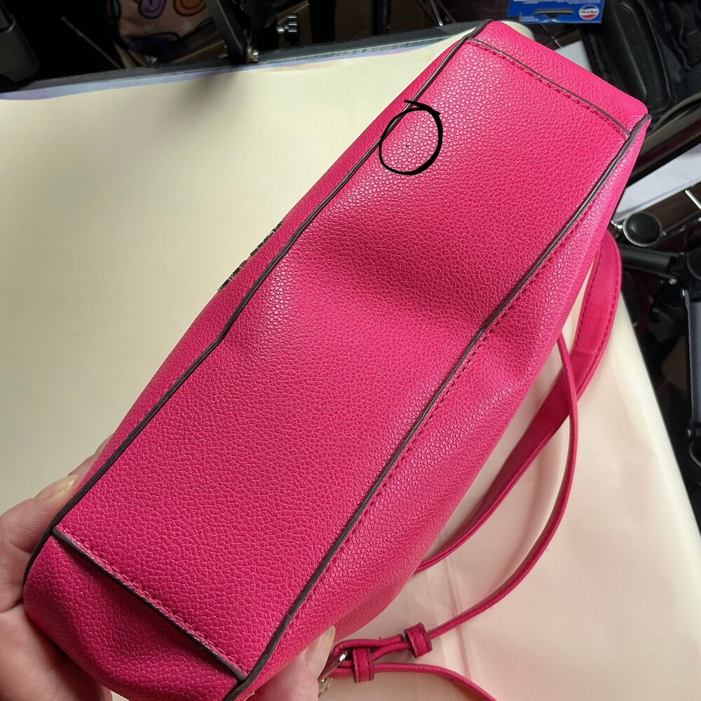 ★ Nine West Hot Pink Shoulder Crossbody Bag Silver Bow Chain Double Zip